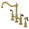 Kingston Brass KS1277PKLBS Duchess Bridge Kitchen Faucet W/Brass Sprayer, Brass KS1277PKLBS - alternate 1